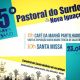 Cartaz com da Divulgação da Missa de Ação de Graças pelos 5 anos da Pastoral do Surdo. Dia 23 de abril, às 10h na Catedral de Nova Iguaçu
