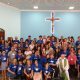 Foto oficial dos surdos de VR e do Rio após Missa. na Igreja de Nossa Senhora das Graças. Mais de 70 pessoas na Visita Missionária .